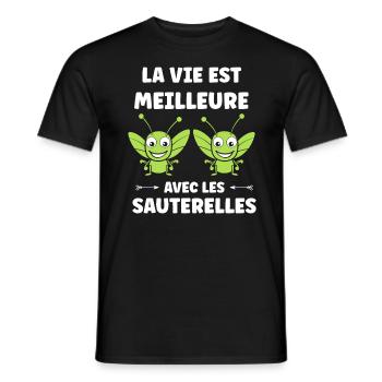 Insecte humour Sauterelle - T-shirt homme - noir - Devant - AI Model Male 178 light (178cm)