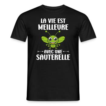 Insecte humour Sauterelle - T-shirt homme - noir - Devant - AI Model Male 178 light (178cm)