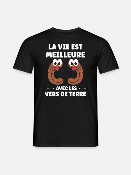 Humour ver de terre - T-shirt homme - noir