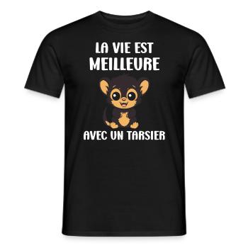 Humour tarsier - T-shirt homme - noir - Devant - AI Model Male 178 light (178cm)