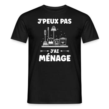 Humour faire le ménage - T-shirt homme - noir - Devant - AI Model Male 178 light (178cm)