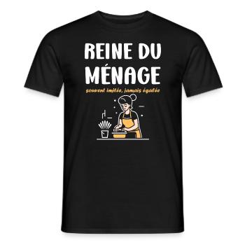 Humour faire le ménage - T-shirt homme - noir - Devant - AI Model Male 178 light (178cm)