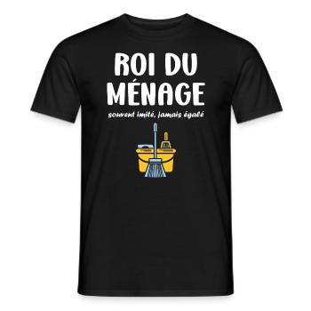 Humour faire le ménage - T-shirt homme - noir - Devant - AI Model Male 178 light (178cm)