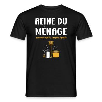 Humour faire le ménage - T-shirt homme - noir - Devant - AI Model Male 178 light (178cm)
