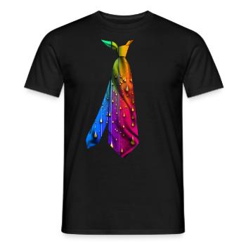T-shirt printed necktie colorful dripping texture - Men's T-Shirt - black - Front - AI Model Male 178 light (178cm)