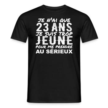 I'm 23 years old | Humor 23 Year Anniversary Gift - Men's T-Shirt - black - Front - AI Model Male 178 light (178cm)
