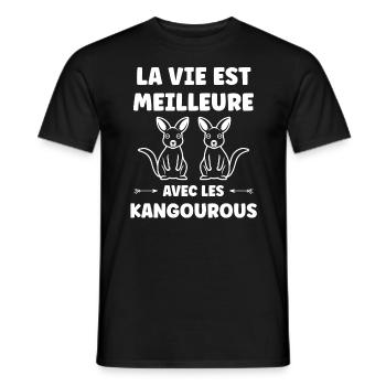 Humour petit kangourou - T-shirt homme - noir - Devant - AI Model Male 178 light (178cm)
