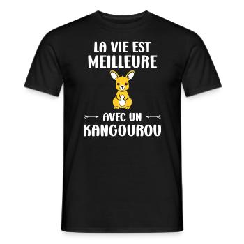 Humour petit kangourou - T-shirt homme - noir - Devant - AI Model Male 178 light (178cm)