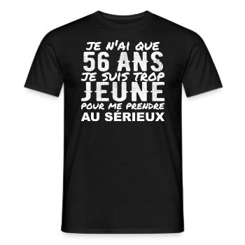 J'ai 56 ans | Humour Cadeau D'anniversaire 56 ans - T-shirt homme - noir - Devant - AI Model Male 178 light (178cm)