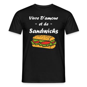 Humour sandwich - T-shirt homme - noir - Devant - AI Model Male 178 light (178cm)