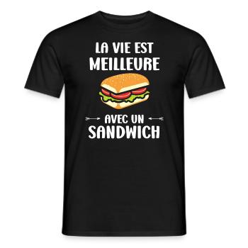Humour sandwich - T-shirt homme - noir - Devant - AI Model Male 178 light (178cm)
