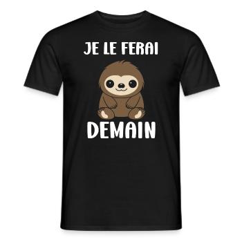 Animal humour paresseux - T-shirt homme - noir - Devant - AI Model Male 178 light (178cm)