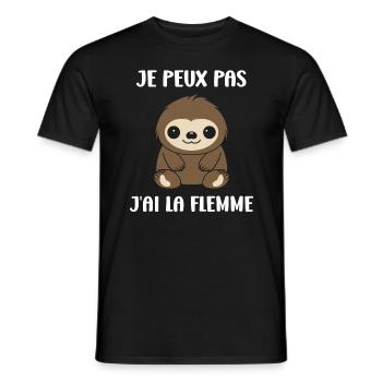 Animal humour paresseux - T-shirt homme - noir - Devant - AI Model Male 178 light (178cm)