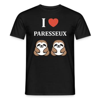 Animal humour paresseux - T-shirt homme - noir - Devant - AI Model Male 178 light (178cm)