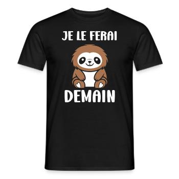 Animal humour paresseux - T-shirt homme - noir - Devant - AI Model Male 178 light (178cm)