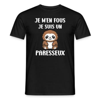 Animal humour paresseux - T-shirt homme - noir - Devant - AI Model Male 178 light (178cm)