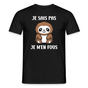 Animal humour paresseux - T-shirt homme - noir - Devant - AI Model Male 178 light (178cm)