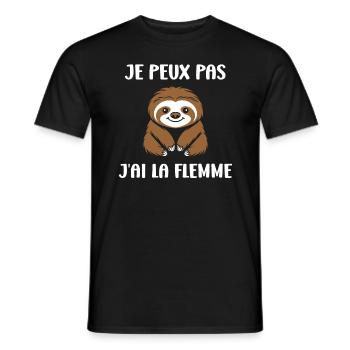 Animal humour paresseux - T-shirt homme - noir - Devant - AI Model Male 178 light (178cm)