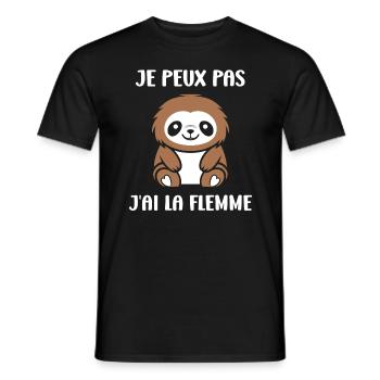 Animal humour paresseux - T-shirt homme - noir - Devant - AI Model Male 178 light (178cm)