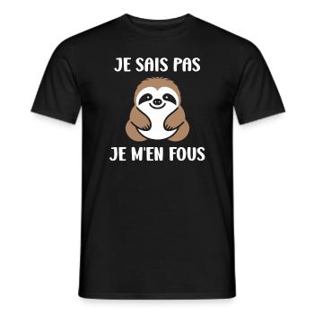 Animal humour paresseux - T-shirt homme - noir - Devant - AI Model Male 178 light (178cm)