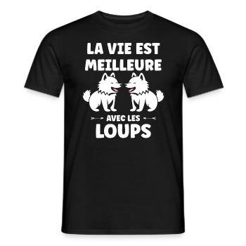 Humour animal petit loup - T-shirt homme - noir - Devant - AI Model Male 178 light (178cm)