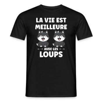 Humour animal petit loup - T-shirt homme - noir - Devant - AI Model Male 178 light (178cm)