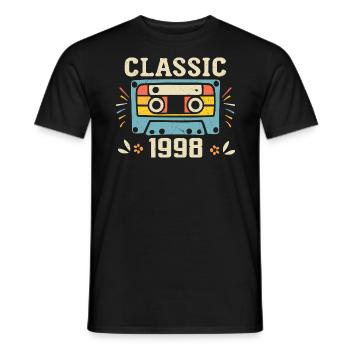 Jahrgang 1998 Retro Geburtstagskassette 1998 - Männer T-Shirt - Schwarz - Vorne - AI Model Male 178 light (178cm)