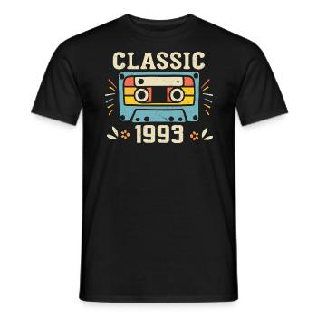 Vintage 1993 Retro Birthday Cassette 1993 - Men's T-Shirt - black - Front - AI Model Male 178 light (178cm)