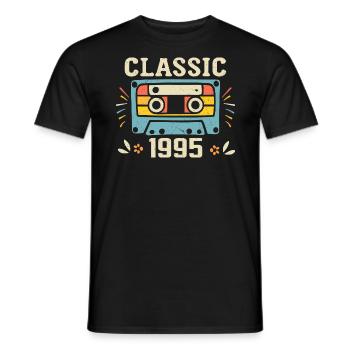 Vintage 1995 Retro Birthday Cassette 1995 - Men's T-Shirt - black - Front - AI Model Male 178 light (178cm)