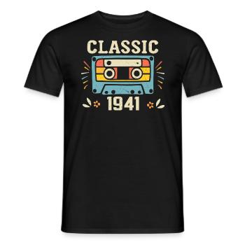 Vintage 1941 Cassette D'anniversaire Rétro 1941 - T-shirt homme - noir - Devant - AI Model Male 178 light (178cm)