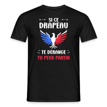drapeau france patriote - T-shirt homme - noir - Devant - AI Model Male 178 light (178cm)