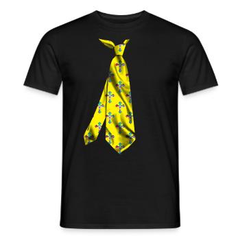 Bedrucktes Krawatten-T-Shirt mit buntem Kreuzmuster - Männer T-Shirt - Schwarz - Vorne - AI Model Male 178 light (178cm)