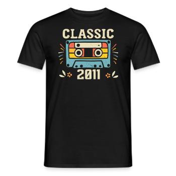 Jahrgang 2011 Retro Geburtstagskassette 2011 - Männer T-Shirt - Schwarz - Vorne - AI Model Male 178 light (178cm)