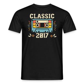 Vintage 2017 Cassette D'anniversaire Rétro 2017 - T-shirt homme - noir - Devant - AI Model Male 178 light (178cm)