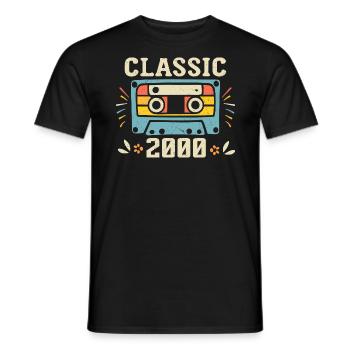Vintage 2000 Cassette D'anniversaire Rétro 2000 - T-shirt homme - noir - Devant - AI Model Male 178 light (178cm)