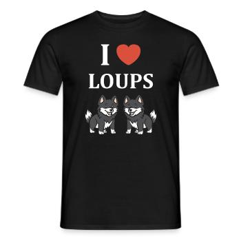 Humour loup - T-shirt homme - noir - Devant - AI Model Male 178 light (178cm)