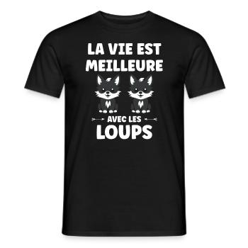 Humour loup - T-shirt homme - noir - Devant - AI Model Male 178 light (178cm)