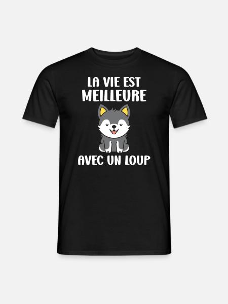 Humour loup - T-shirt homme - noir