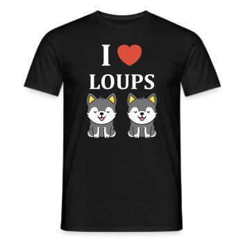 Humour loup - T-shirt homme - noir - Devant - AI Model Male 178 light (178cm)