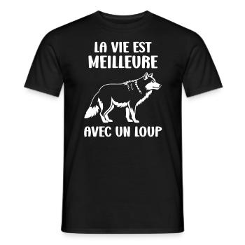 Humour loup - T-shirt homme - noir - Devant - AI Model Male 178 light (178cm)