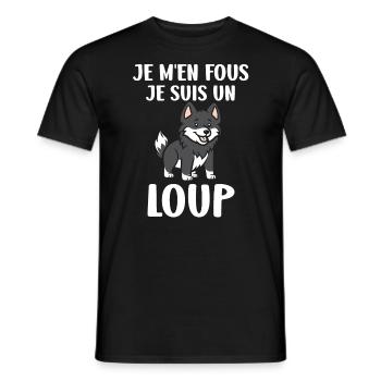Humour loup - T-shirt homme - noir - Devant - AI Model Male 178 light (178cm)