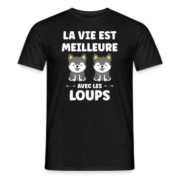 Humour loup - T-shirt homme - noir - Devant - AI Model Male 178 light (178cm)