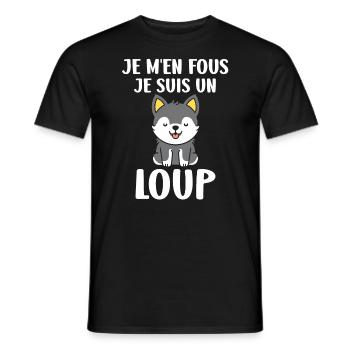 Humour loup - T-shirt homme - noir - Devant - AI Model Male 178 light (178cm)