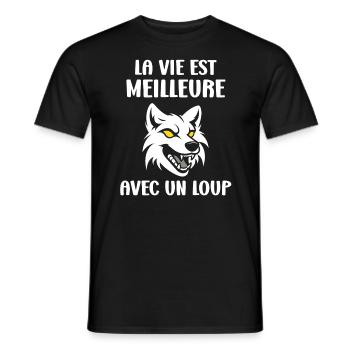 Humour loup - T-shirt homme - noir - Devant - AI Model Male 178 light (178cm)