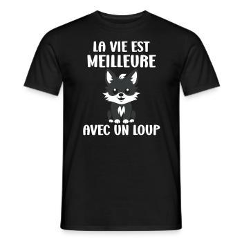 Humour loup - T-shirt homme - noir - Devant - AI Model Male 178 light (178cm)