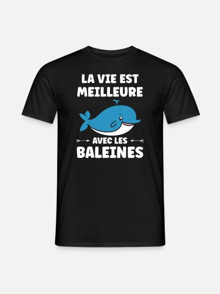 humour baleine - T-shirt homme - noir
