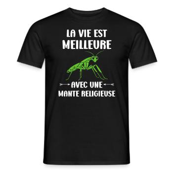 Humour insecte Mante religieuse - T-shirt homme - noir - Devant - AI Model Male 178 light (178cm)