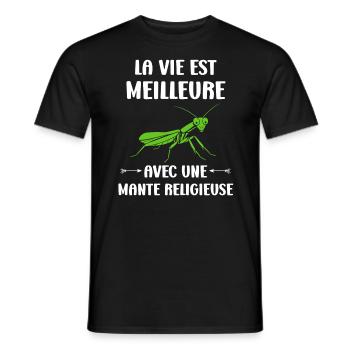 Humour insecte Mante religieuse - T-shirt homme - noir - Devant - AI Model Male 178 light (178cm)