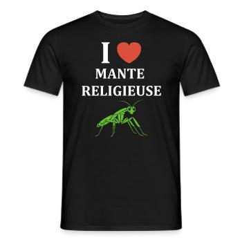 Humour insecte Mante religieuse - T-shirt homme - noir - Devant - AI Model Male 178 light (178cm)