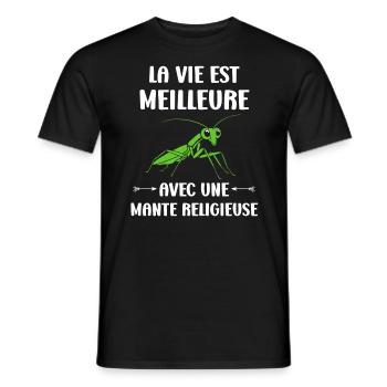 Humour insecte Mante religieuse - T-shirt homme - noir - Devant - AI Model Male 178 light (178cm)